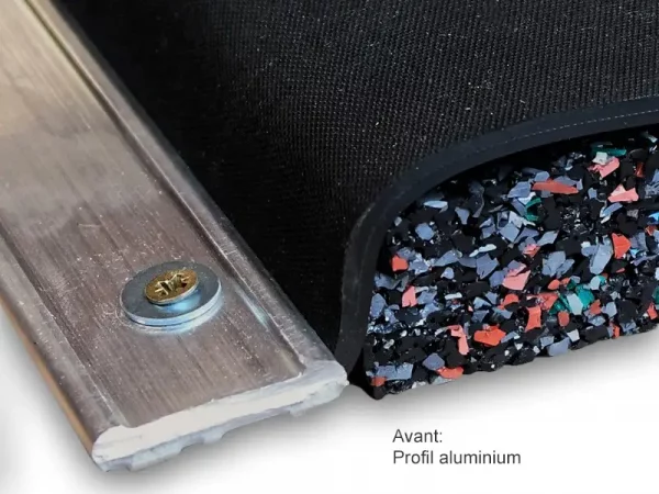Avant: Profil aluminium - Florida: matelas de logettes caoutchouc