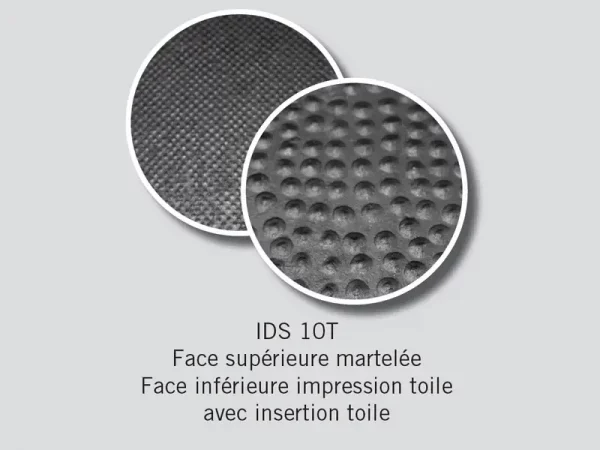 Tapis IDS 10T- Face supérieure martelée -Face inférieure impression toile avec insertion toile