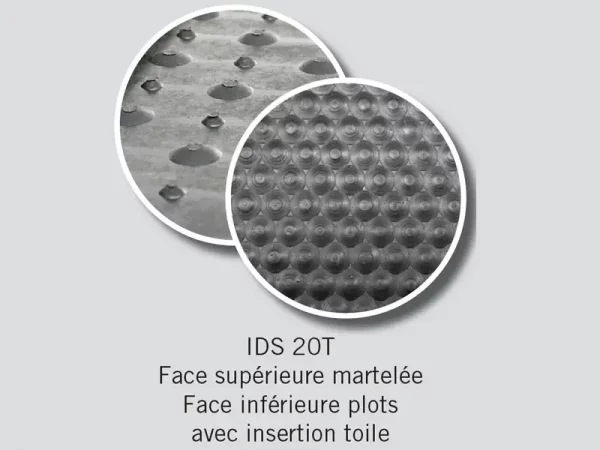 Tapis IDS 20T -Face supérieure martelée -Face inférieure plots avec insertion toile